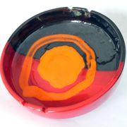 Vintage Italy red orange black ceramic ashtray 1970 Bitossi for Raymor