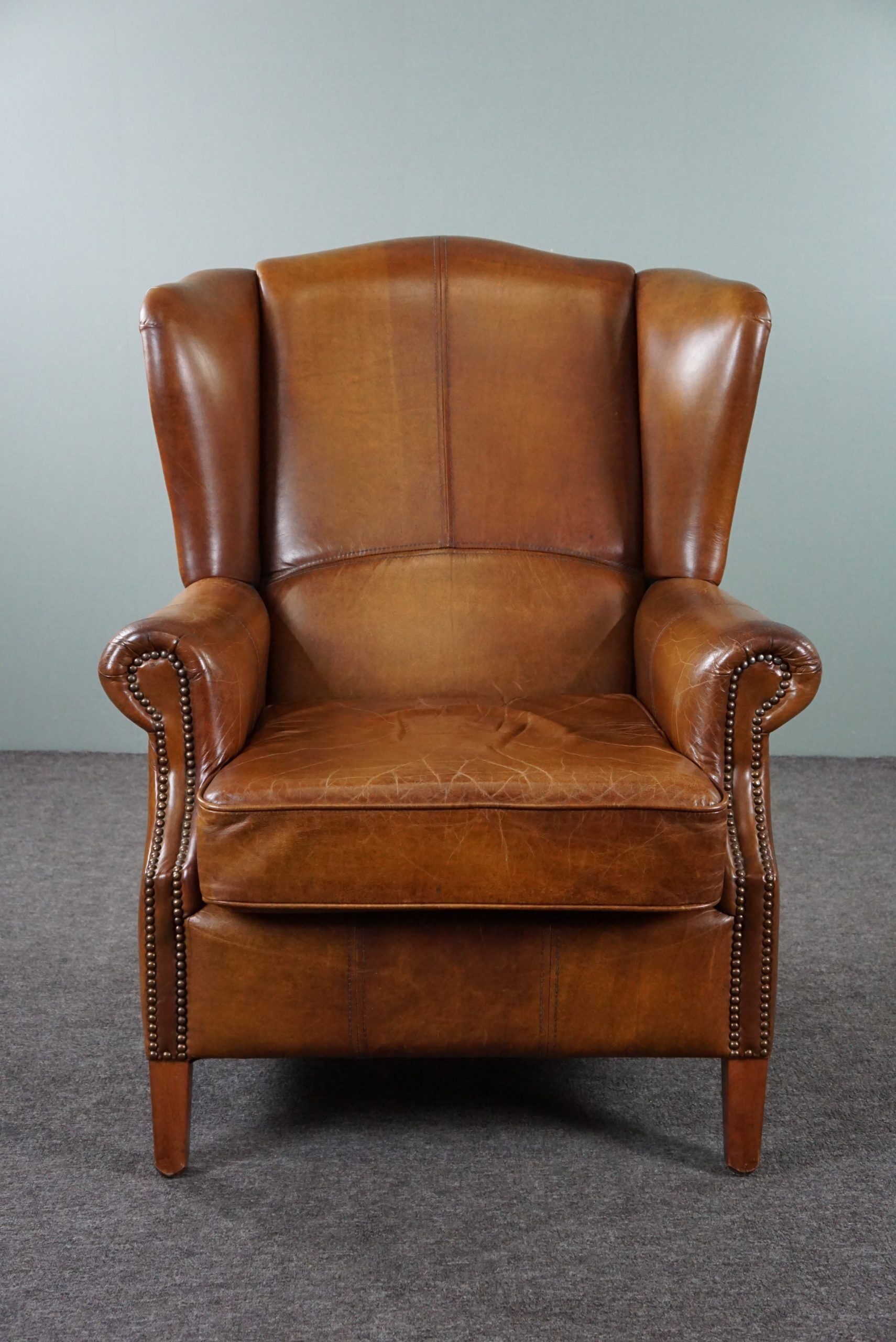 Cowhide leather armchair