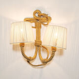Wall lamp with two braided rope lights, 1950-1960.