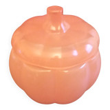 Candy box or glass sugar bowl in orange pumpkin shape