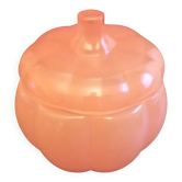 Candy box or glass sugar bowl in orange pumpkin shape
