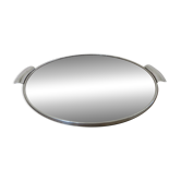 Plateau miroir rond, en métal chromé, art déco, années 30-40