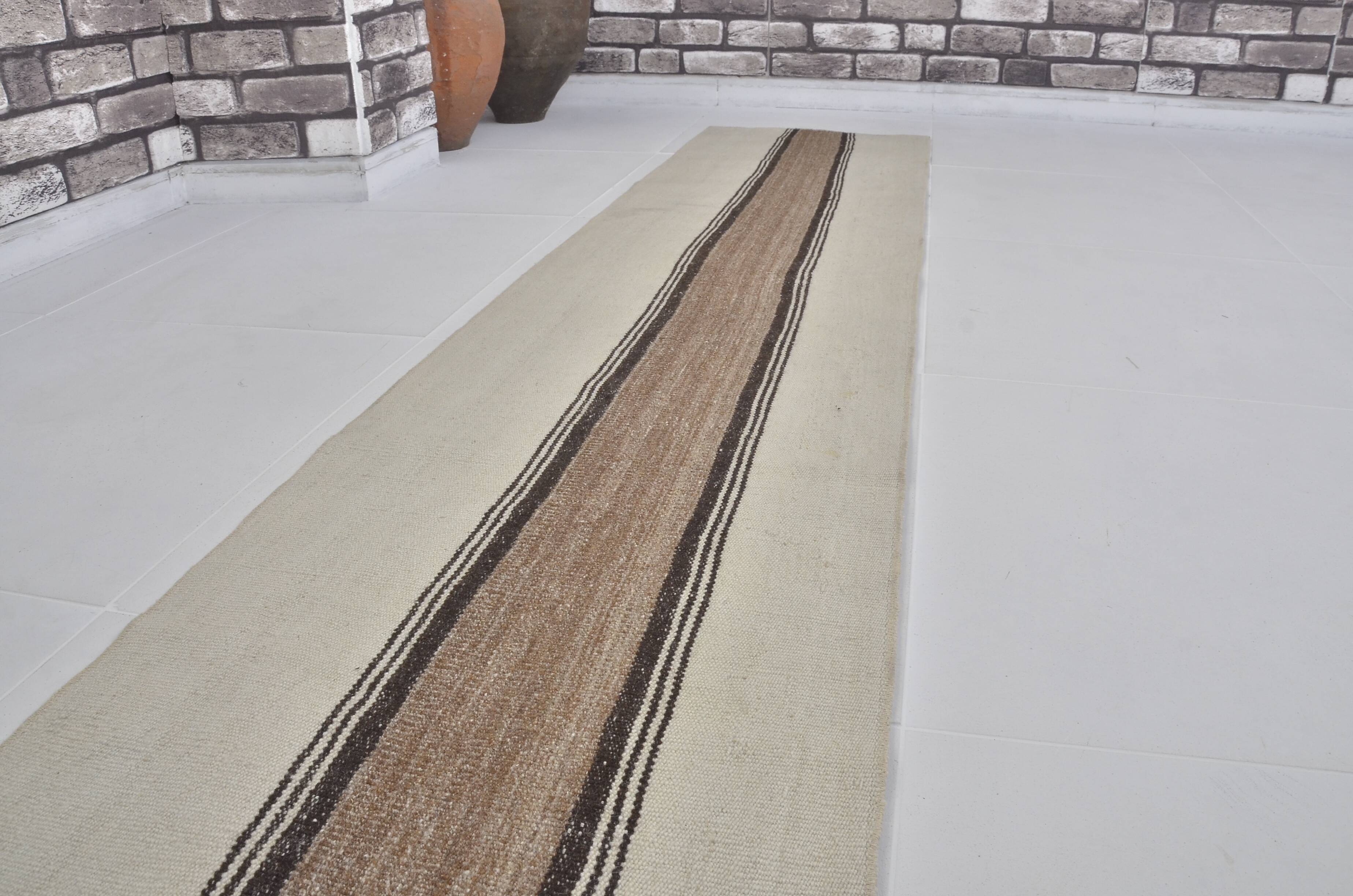 Off White Neutral Vintage Kilim Rug sku3801