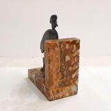 Art Deco bird bookend on marble