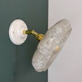 Vintage art deco wall lamp with white Clichy glass shade