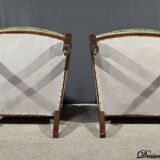 Paire de Fauteuils à Crosses en Acajou, époque Restauration – Début XIXe