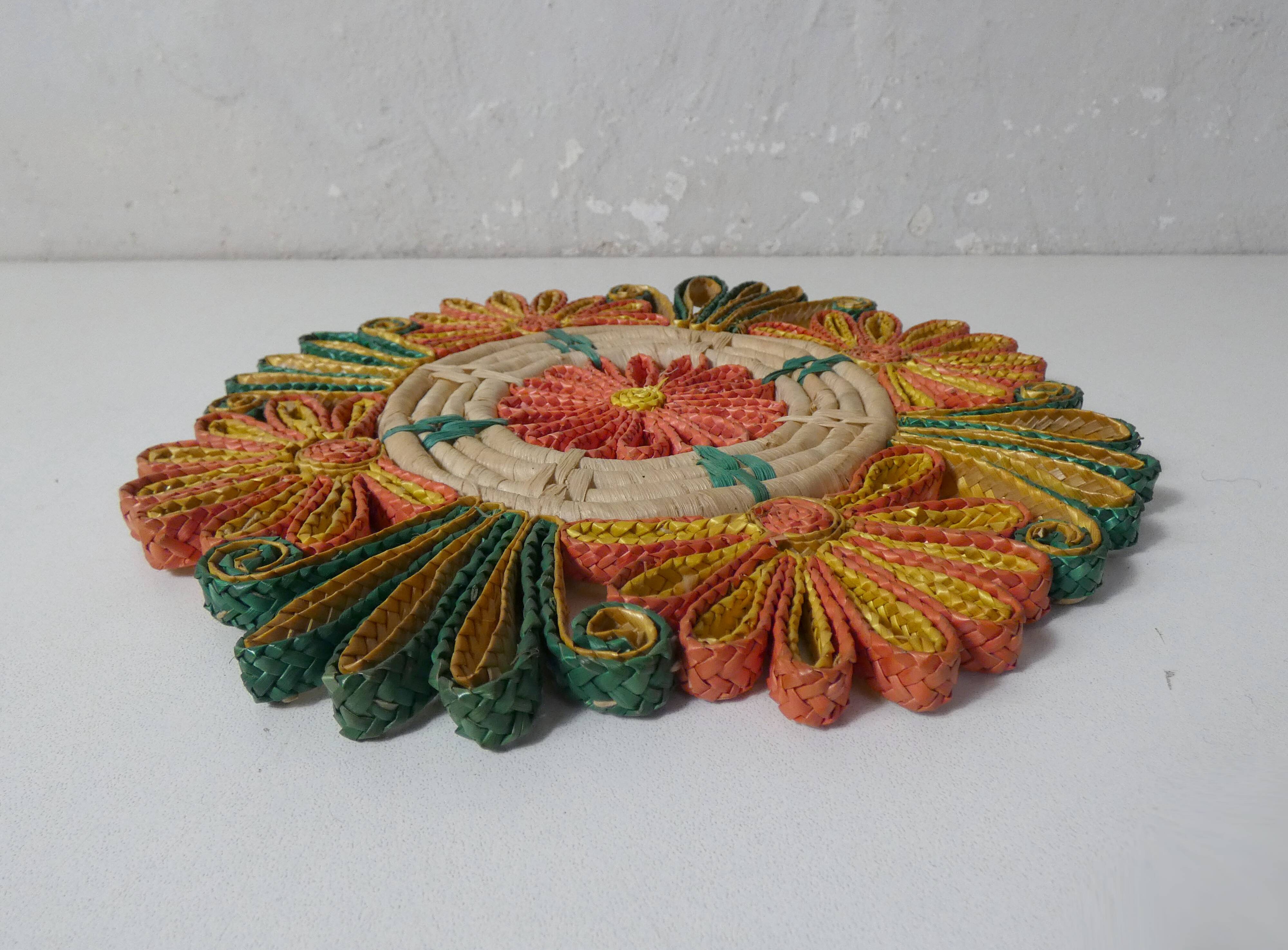 Vintage rattan trivet