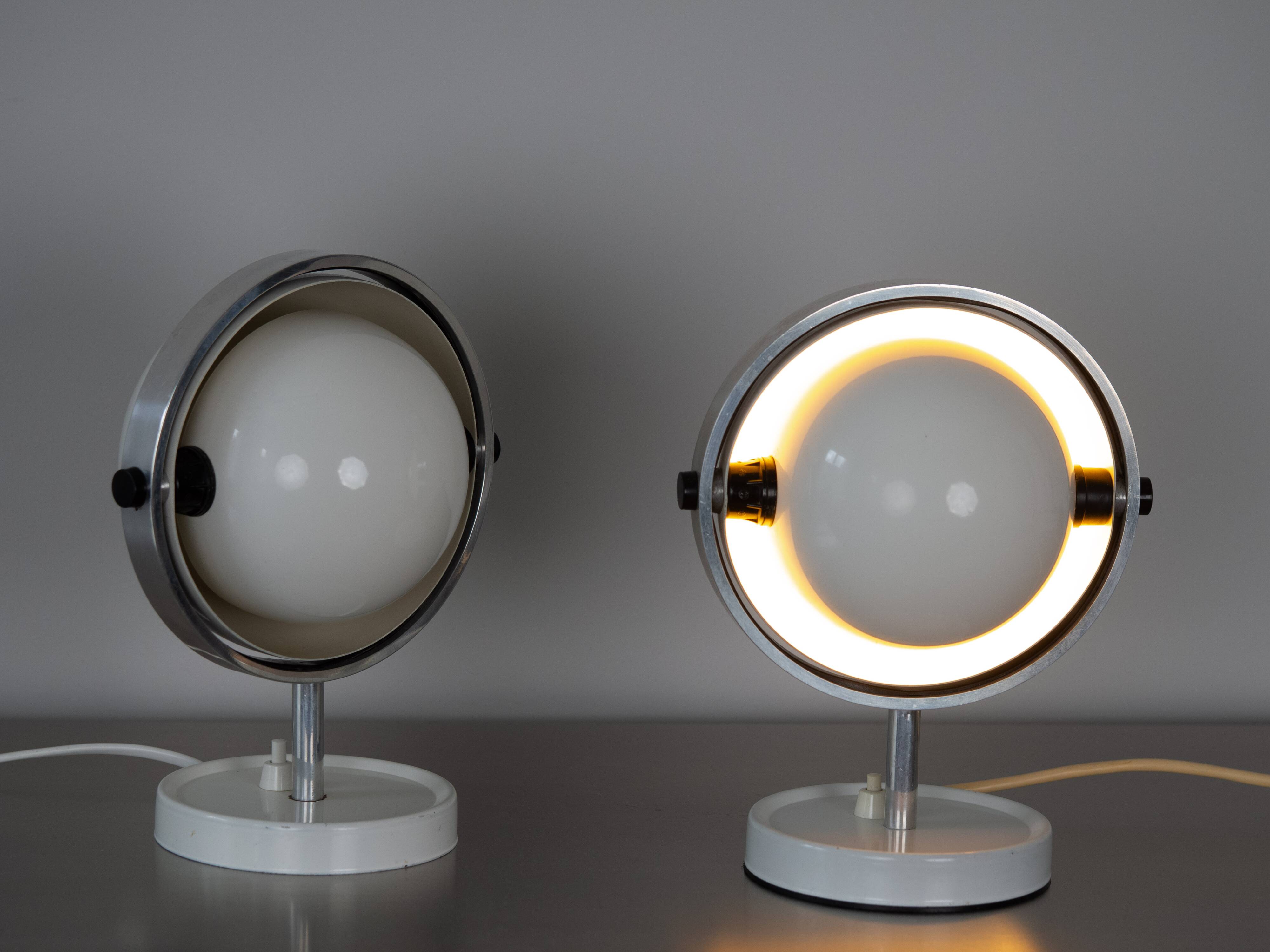 Pair of 2 very rare Moonlight table lamps/duo by Flemming Brylle, 1960s.