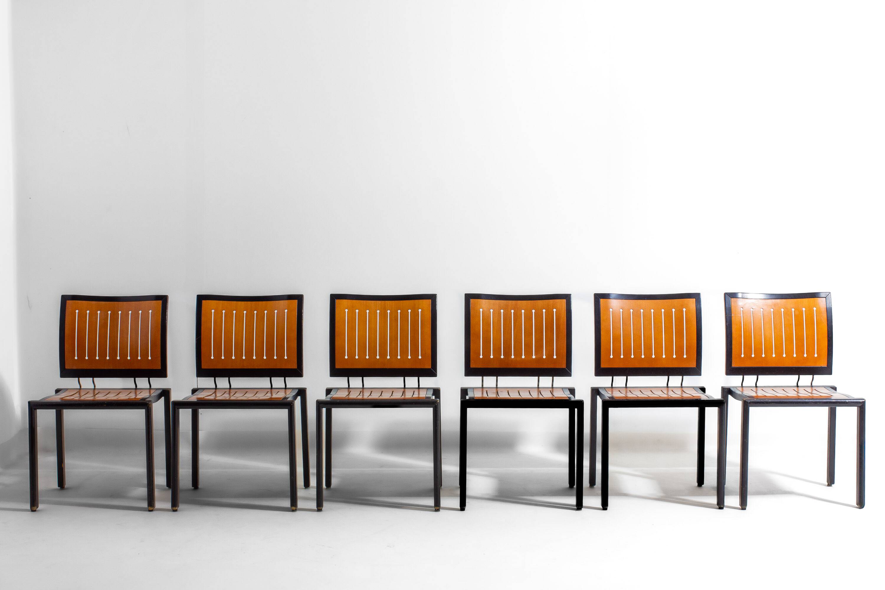Set of 1980s Bruno Rey Quadro chairs for Dietiker Switzerland