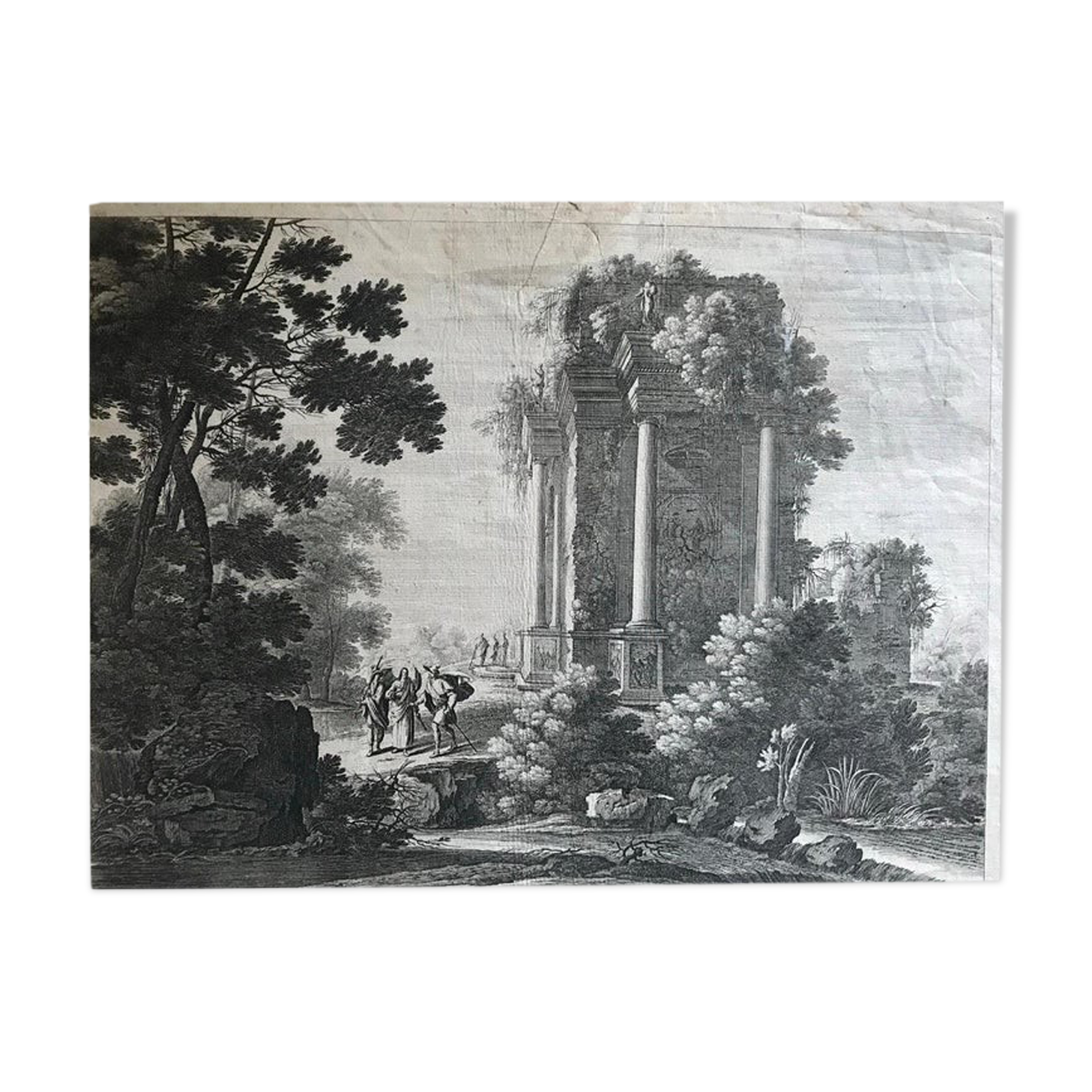 Nicolas Perrelle, Christ speaking to the shepherds, engraving, seventeenth century