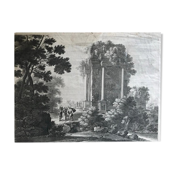 Nicolas Perrelle, Christ speaking to the shepherds, engraving, seventeenth century