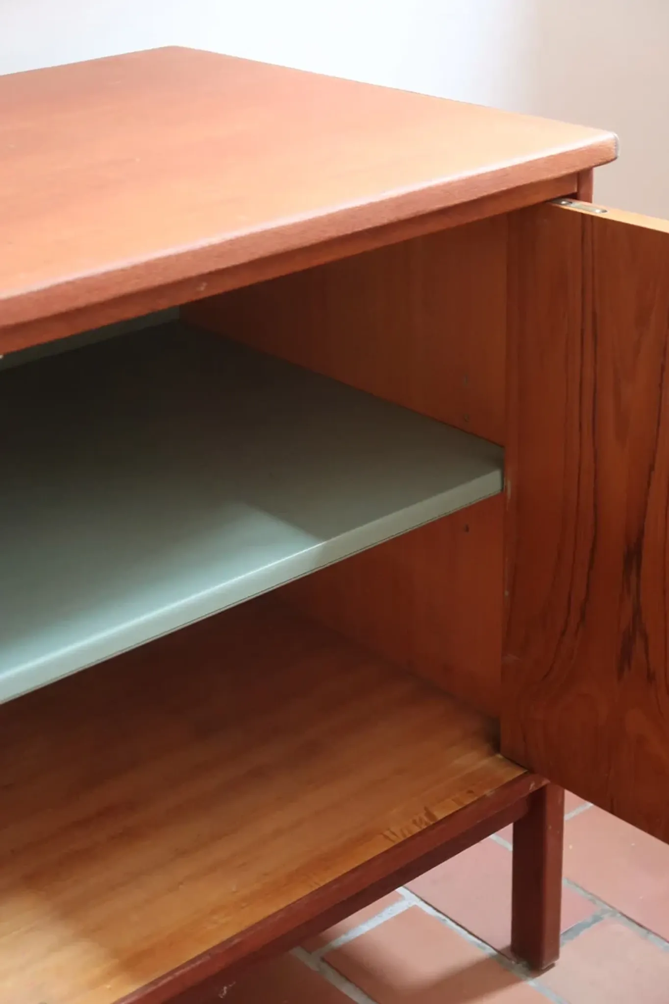 Small Ulferts teak sideboard from the 1960s with integrated handles.