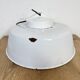 Industrial Grey Enamel Factory Pendant Lamp with Glass Cover, 1960s