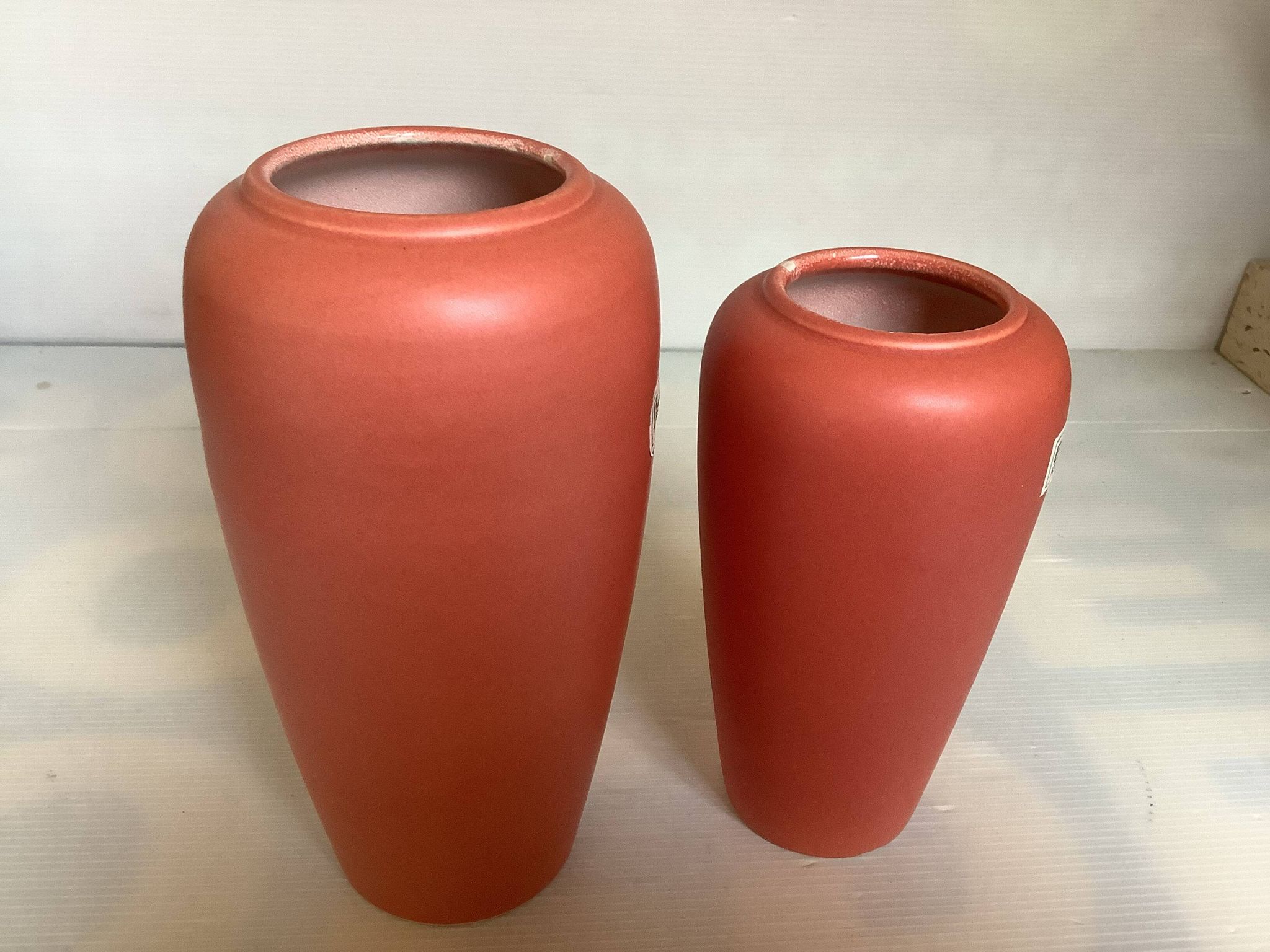 Pair of asymmetrical coral vases Bay Germany