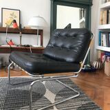 Chrome and leatherette armchair