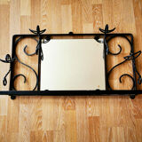 Wall coat holder and forged iron mirror