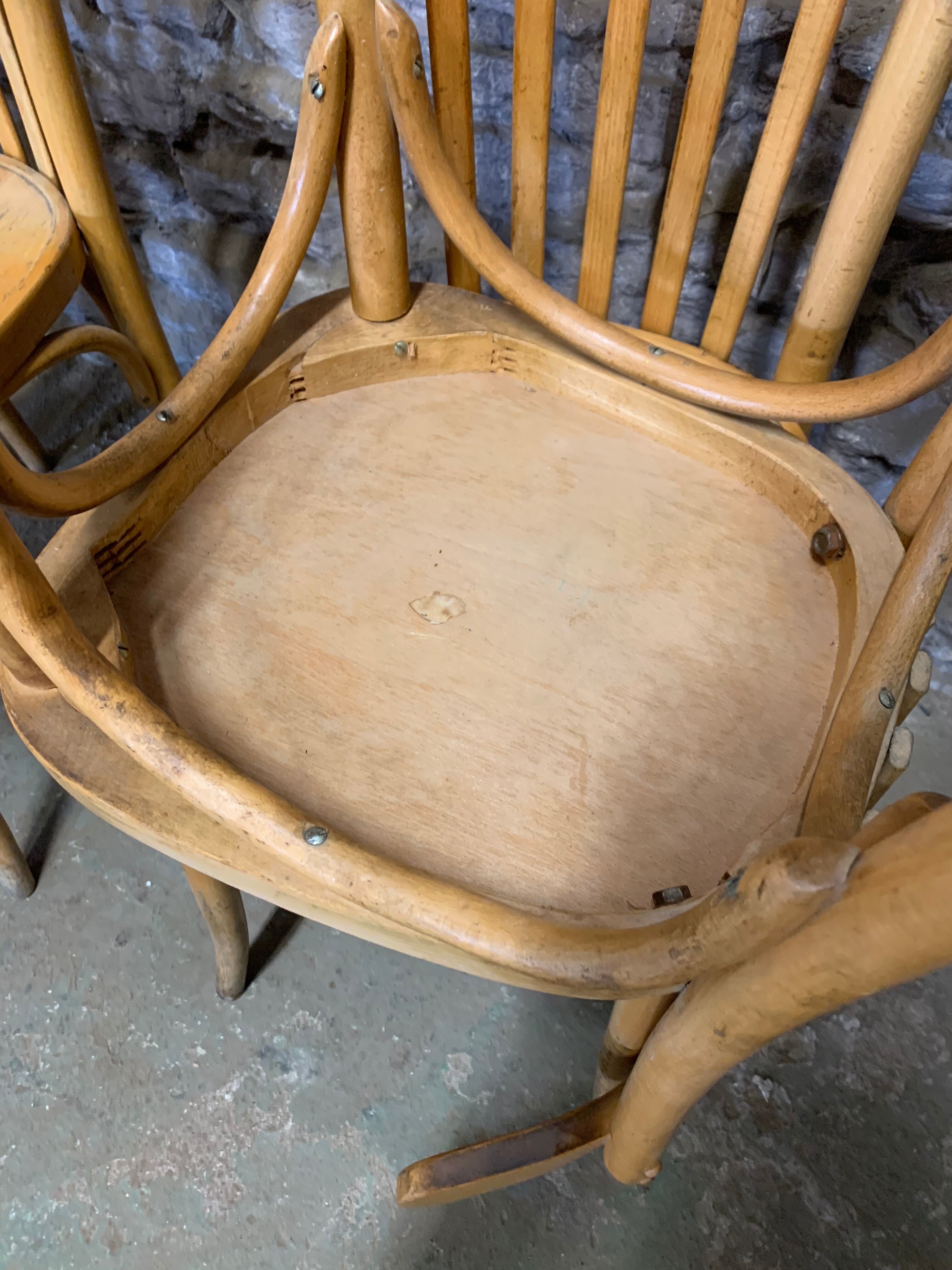 Suite of 6 old bistro chairs from the 1960