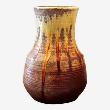 Vase en céramique à coulure années 60