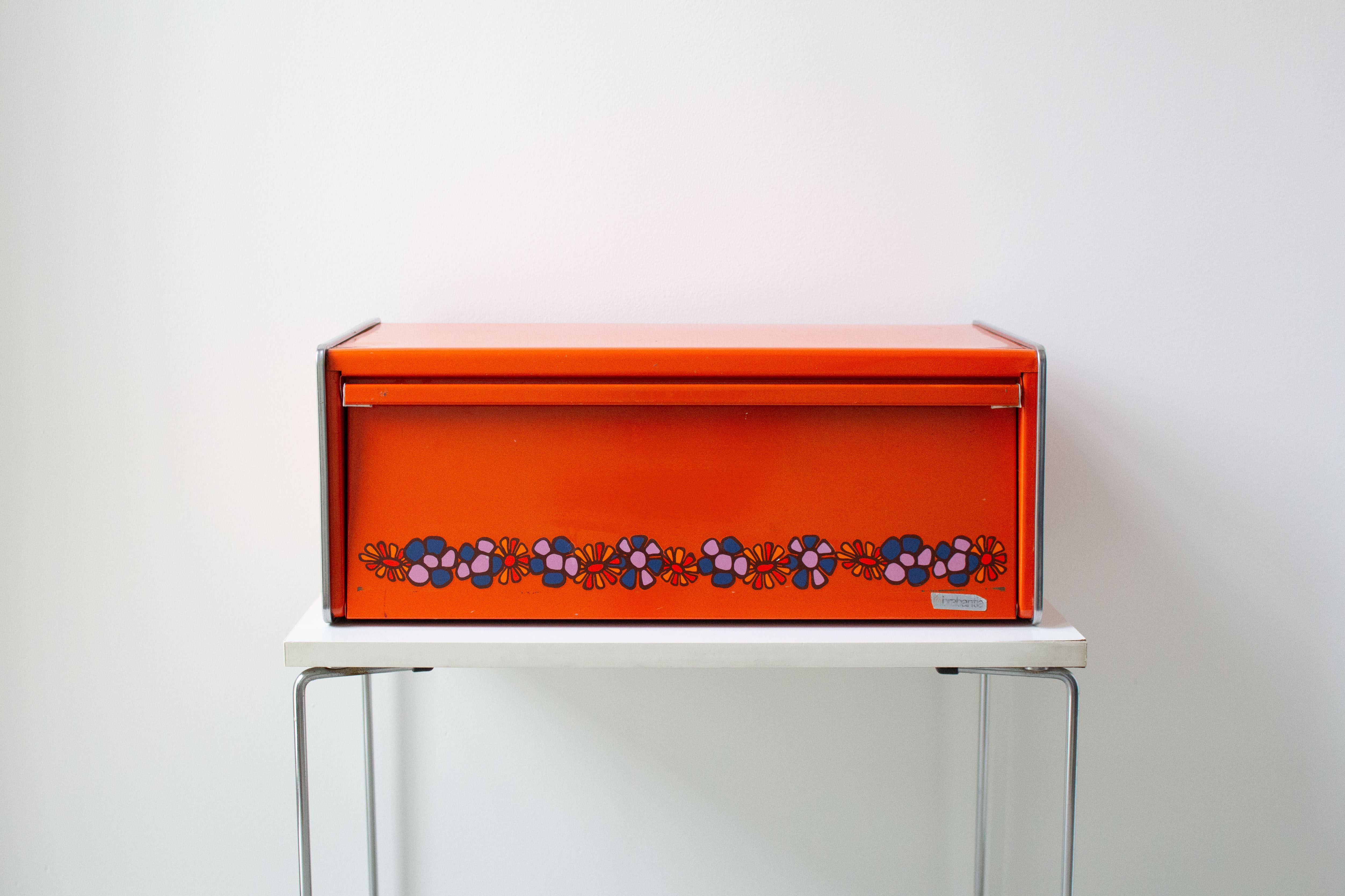 Vintage Brabantia (Holland) Orange Metal Bread Box
