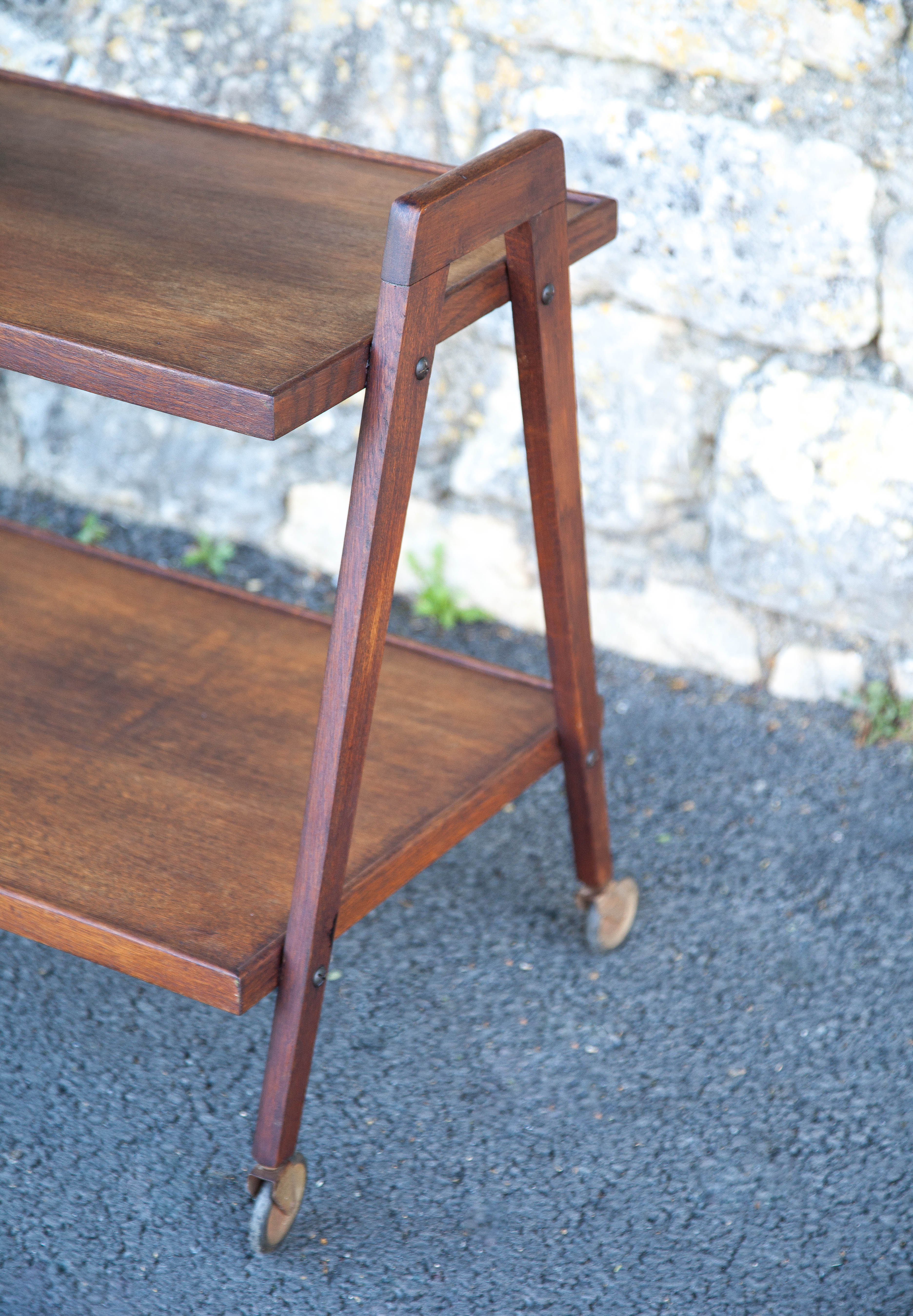Vintage wooden serving trolley