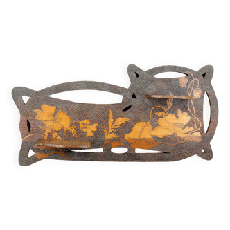 Art Nouveau wall shelf with poppies, France, circa 1900