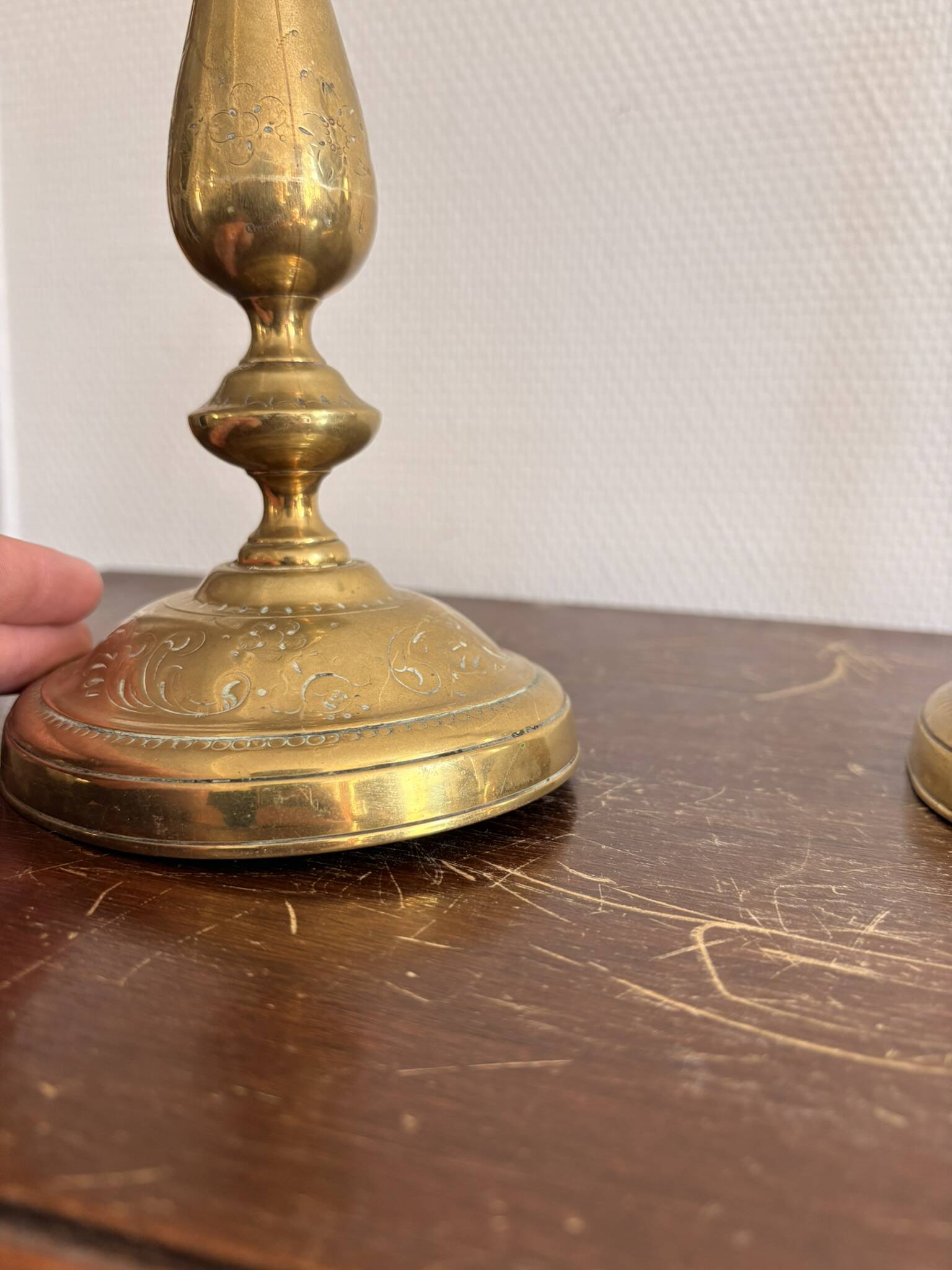 Antique Pair of Torch Chandelier Candle Holders Gilded Brass 19th Century Louis XV