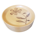 Set of 10 flat stoneware plates