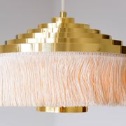 Hans Agne Jakobsson silk and brass fringe pendant circa 1960.