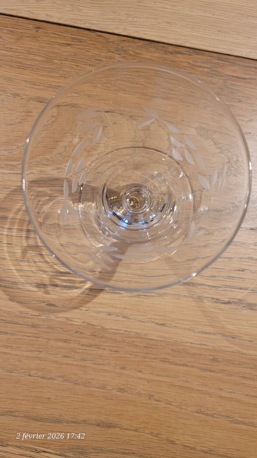 4 antique engraved glass glasses