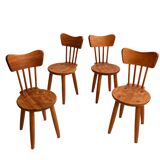 Set of 4 pine chairs by Torsten Claesson, Sweden circa 1950