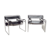 Pair of black Wassily armchairs, Italy 1970