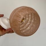 Vintage globe wall light in pink Clichy glass
