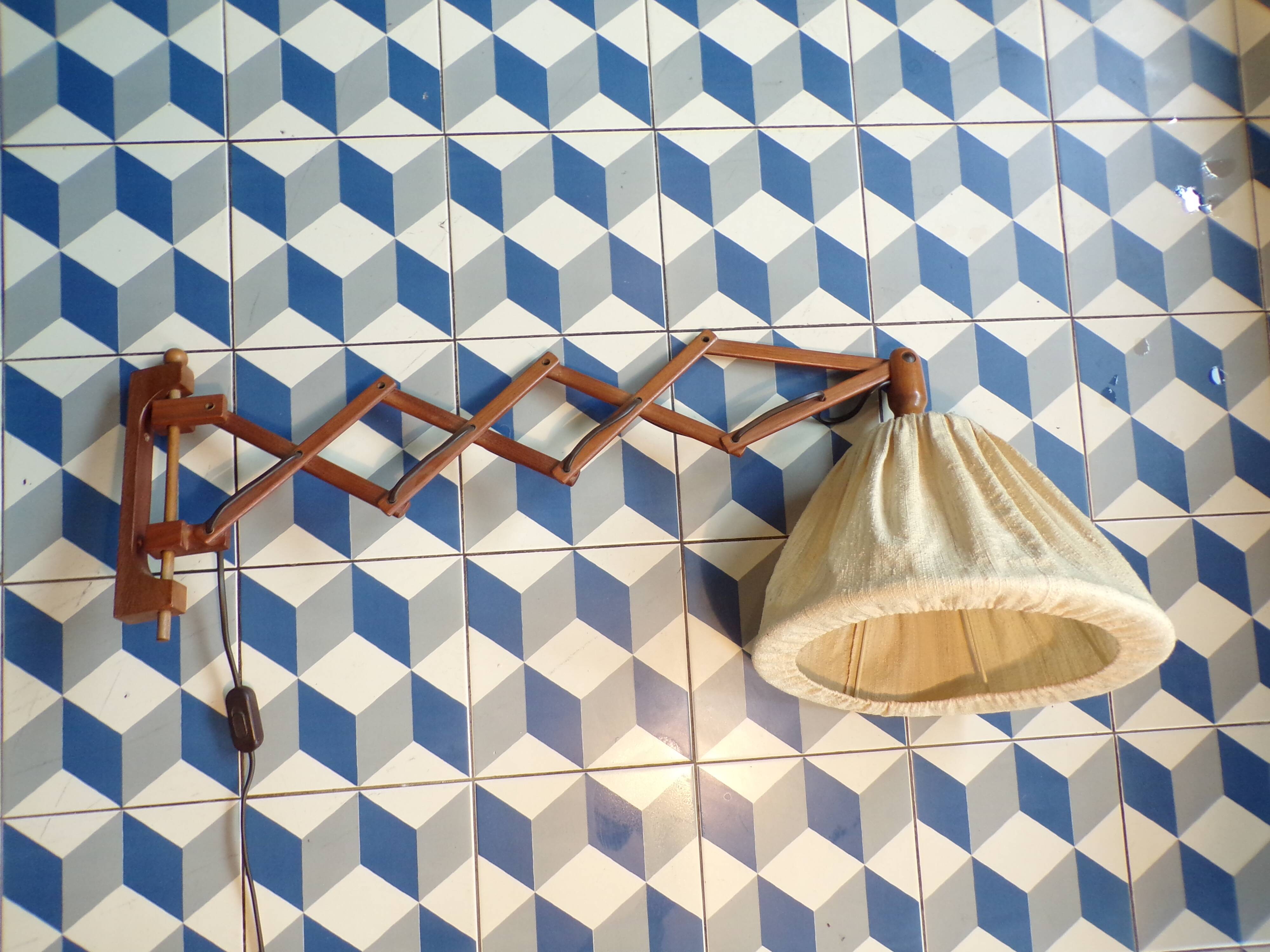 Vintage teak scissor wall light