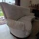 Vintage white curved tufted 3-seater sofa