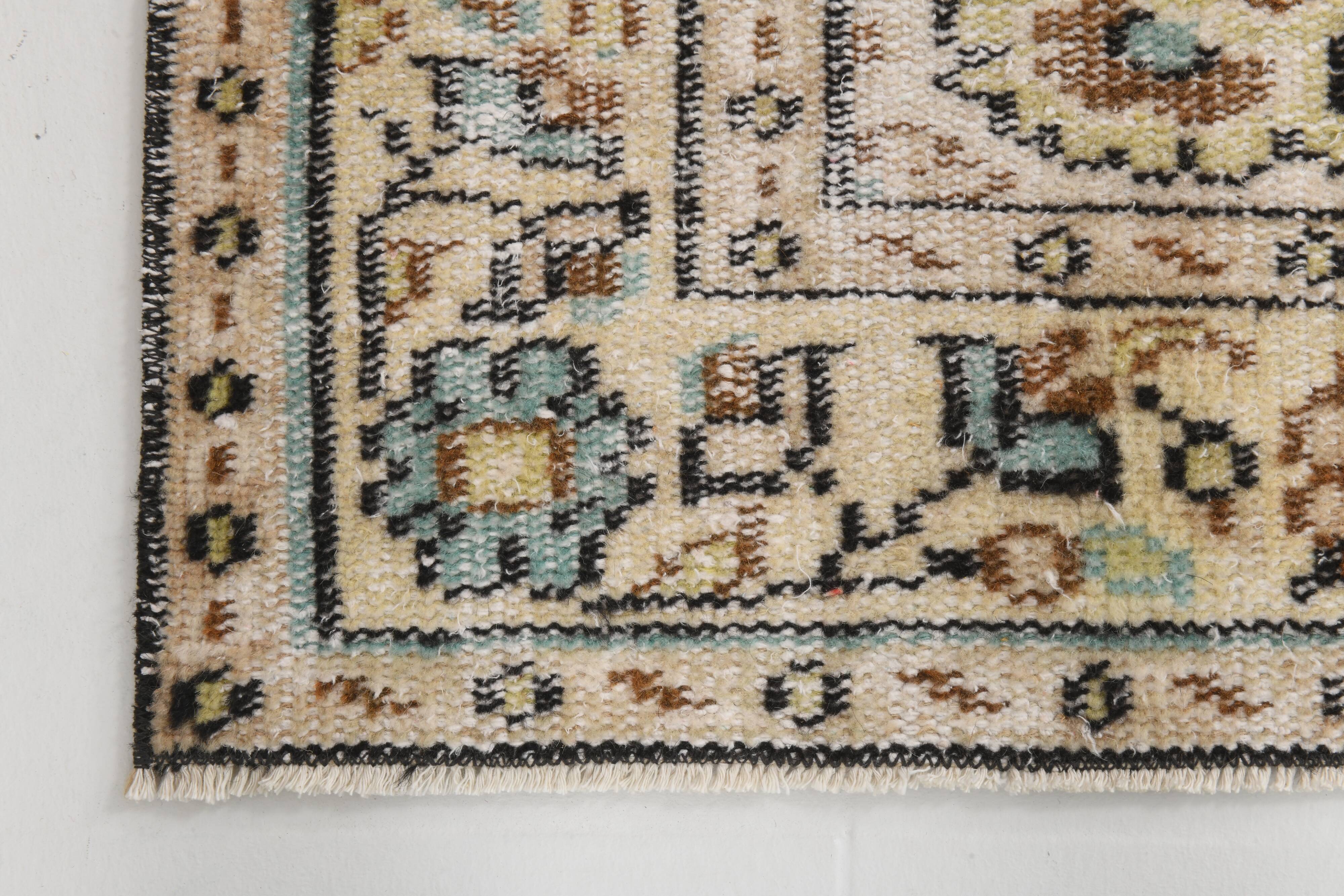 5x8 Green & Cream Oriental Vintage Rug 157x235Cm SK 24776