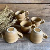 6 tasses en grès France vintage