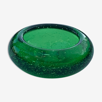 Cendrier verrerie de biot en verre soufflé vert signé et vintage