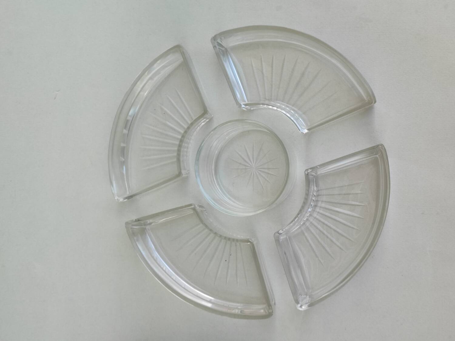 Silver plate and glass crudité serving dish