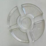 Silver plate and glass crudité serving dish