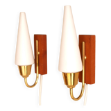 Mid-Century Scandinavian Modern Wall Lamps with Teak Panels  Örsjö, Sweden