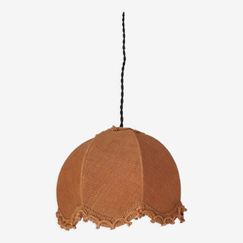 Suspension dome with festoons in orange / brown jute so seventies