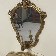 Pair of wall-mounted consoles with a mirror in Louis XV style.