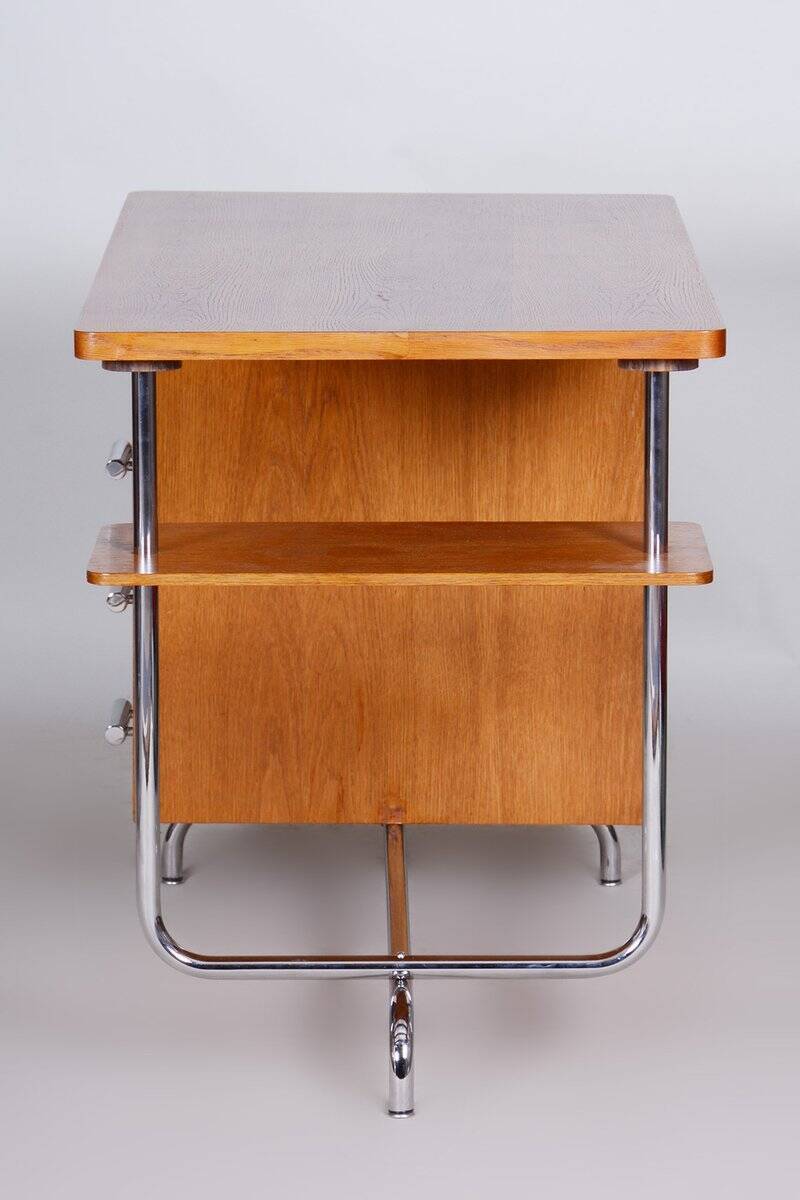 Bauhaus Oak Writing Desk attributed to Jindřich Halabala for Up Závody, 1930s