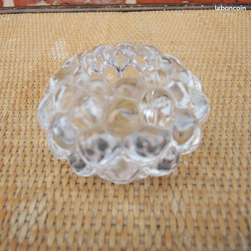 "Raspberry" Crystal Candle Holder by Orrefors