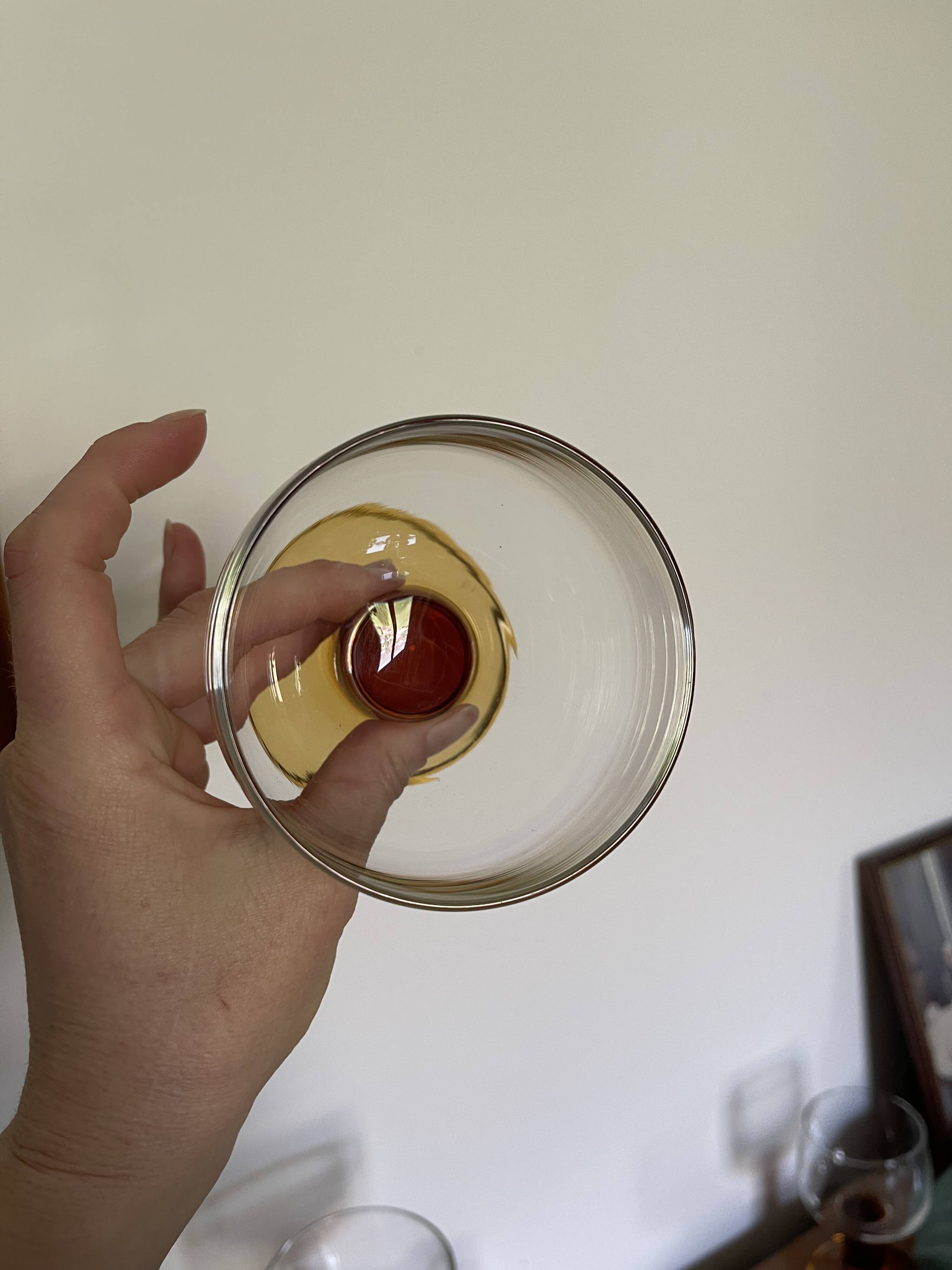 5 amber block glasses from the 1970s