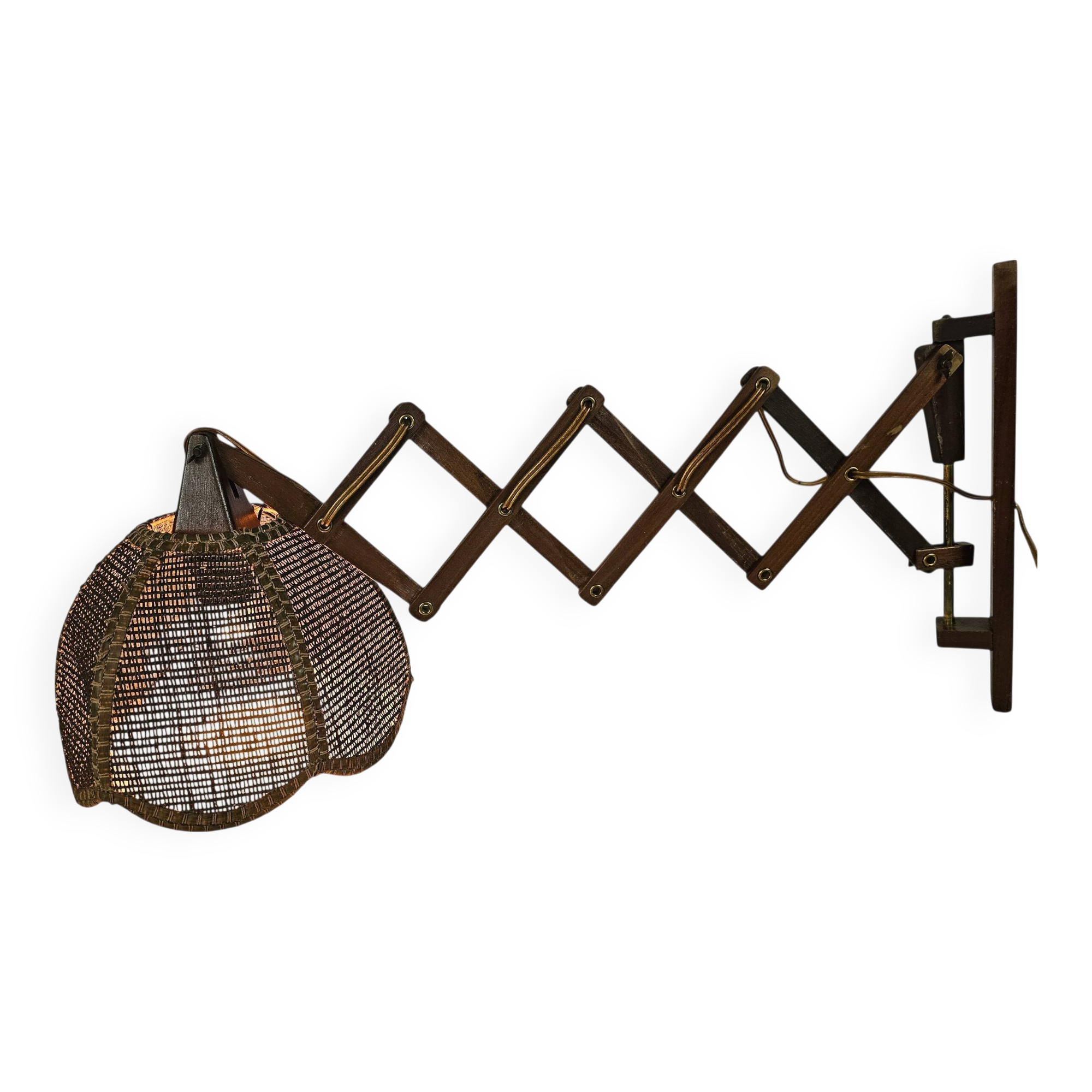 Schaarlamp - Harmonicalamp - teak - wandlamp - 60's