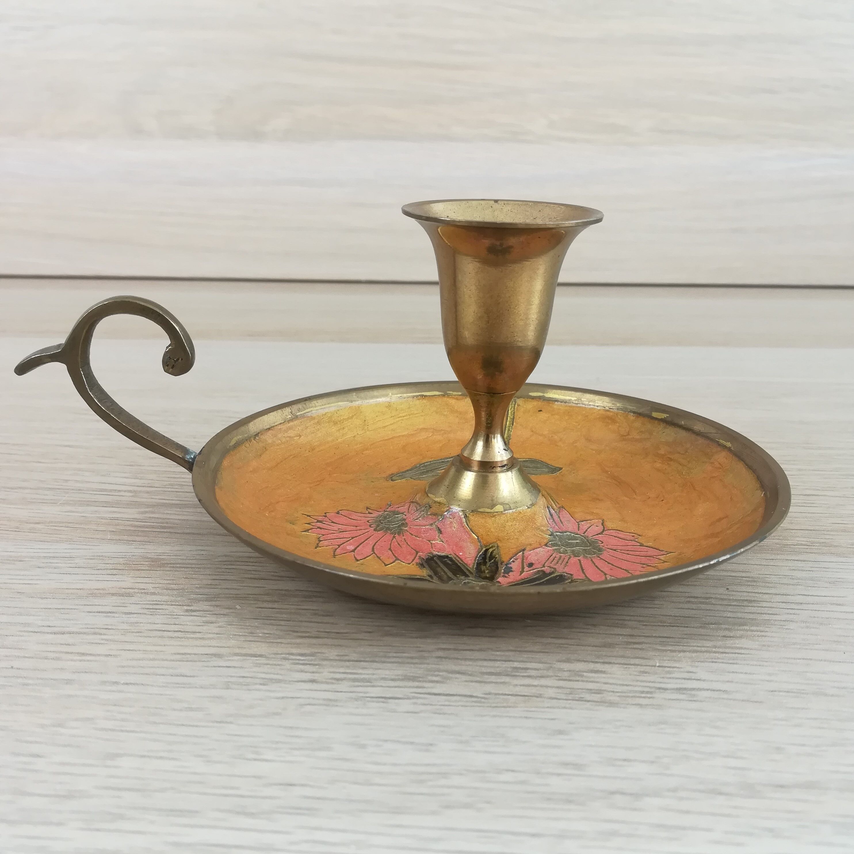 Brass "cellar rat" candle holder