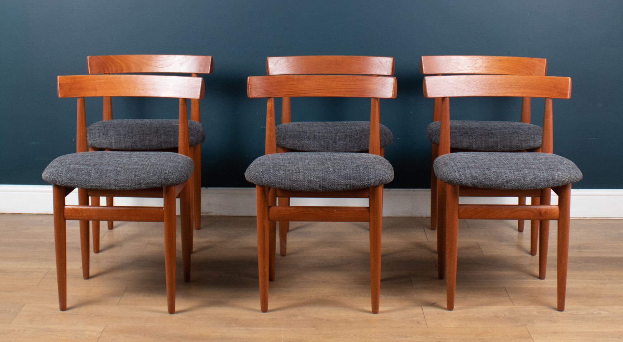 "Roundette" teak dining table & 6 chairs by  Hans Olsen for Frem Rølje 1960