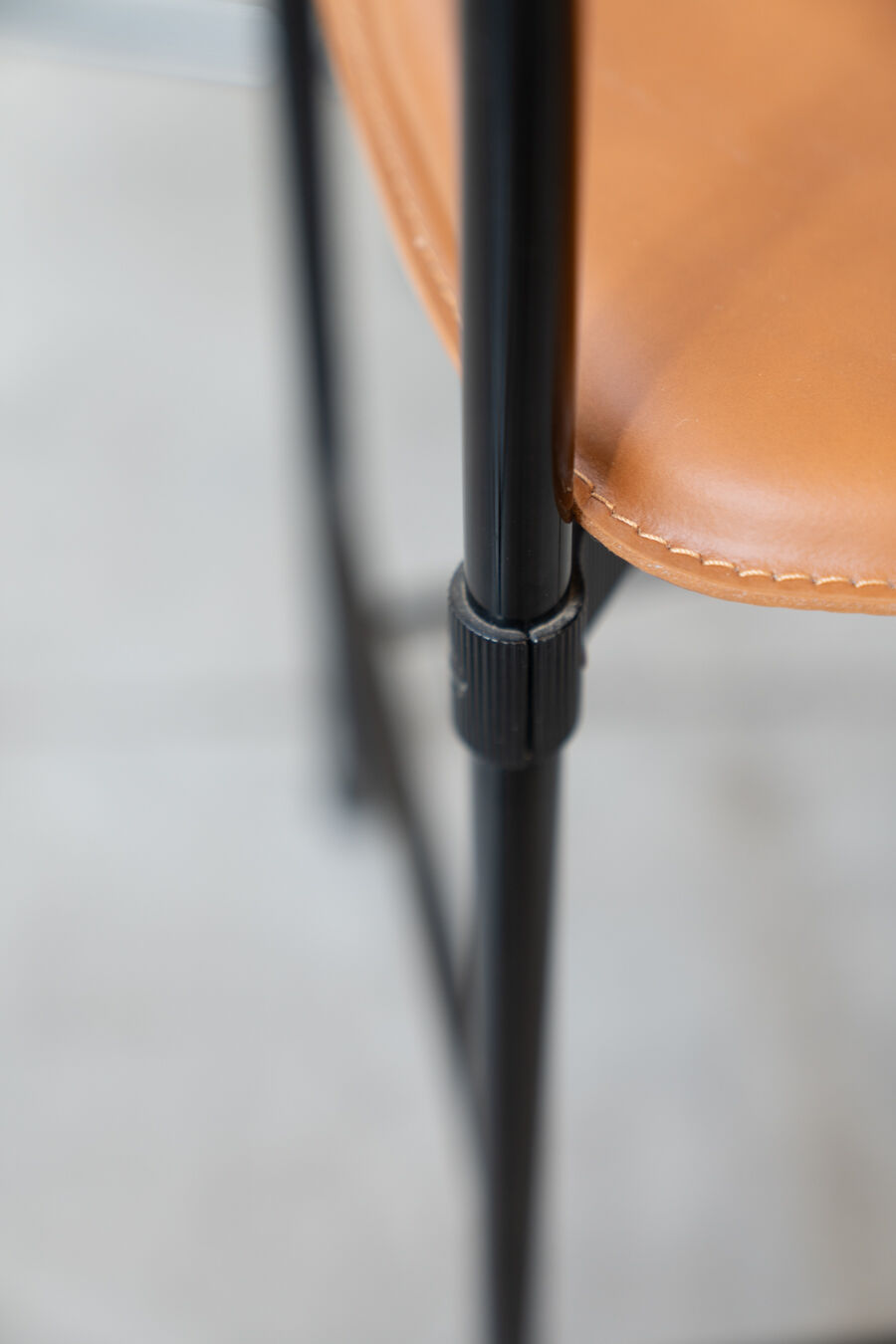 Dining chairs in brown leather and aluminum by ycami, 1980