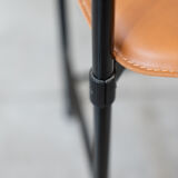 Dining chairs in brown leather and aluminum by ycami, 1980